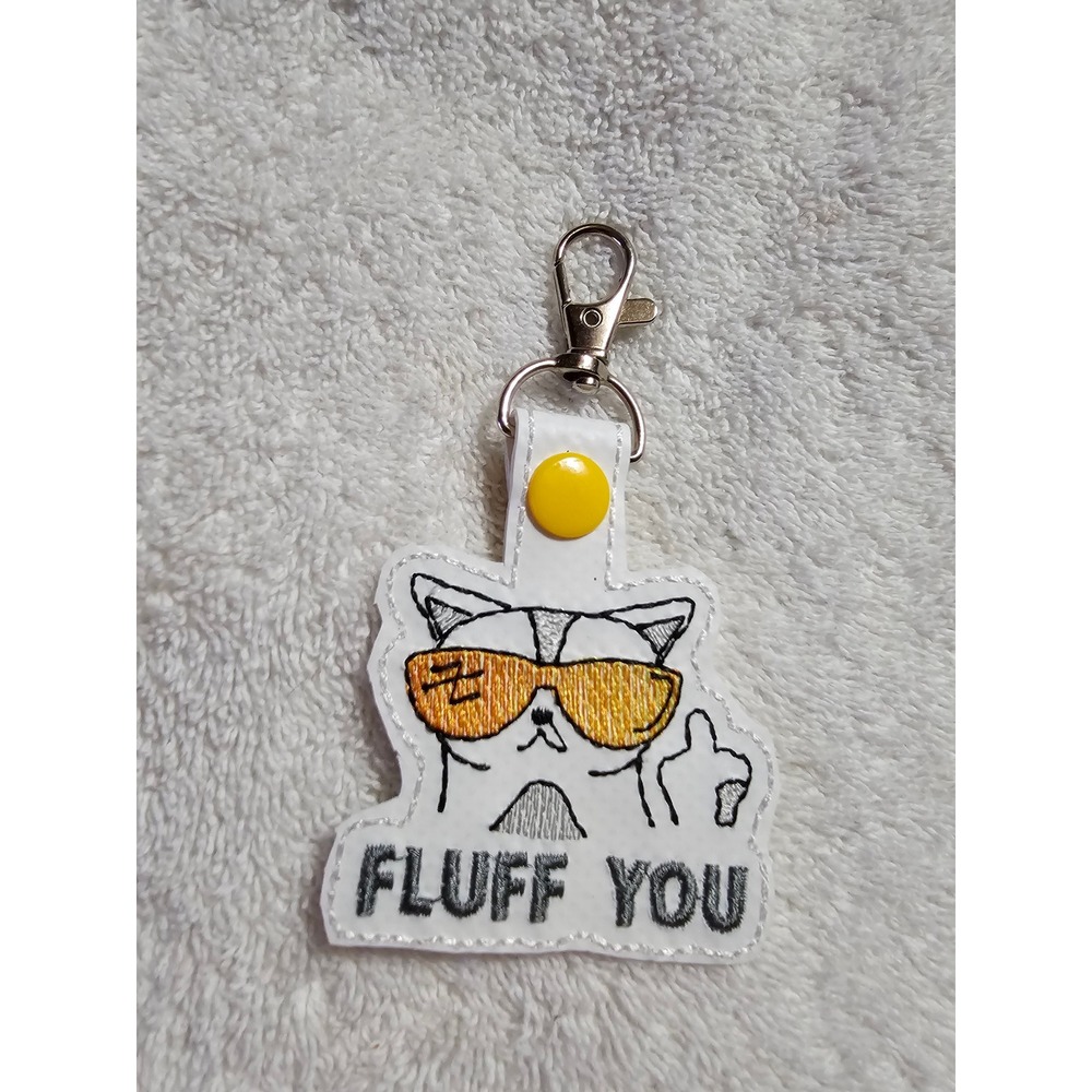 Funny Cat Keychain Fluff You Rude‎ Novelty Keychain Bag Charm Accessory